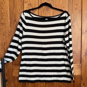 🖤 Old Navy Black & Gray Striped Long‑Sleeve Top – Size XL